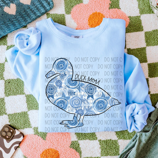 Duck Mom Blue Florals