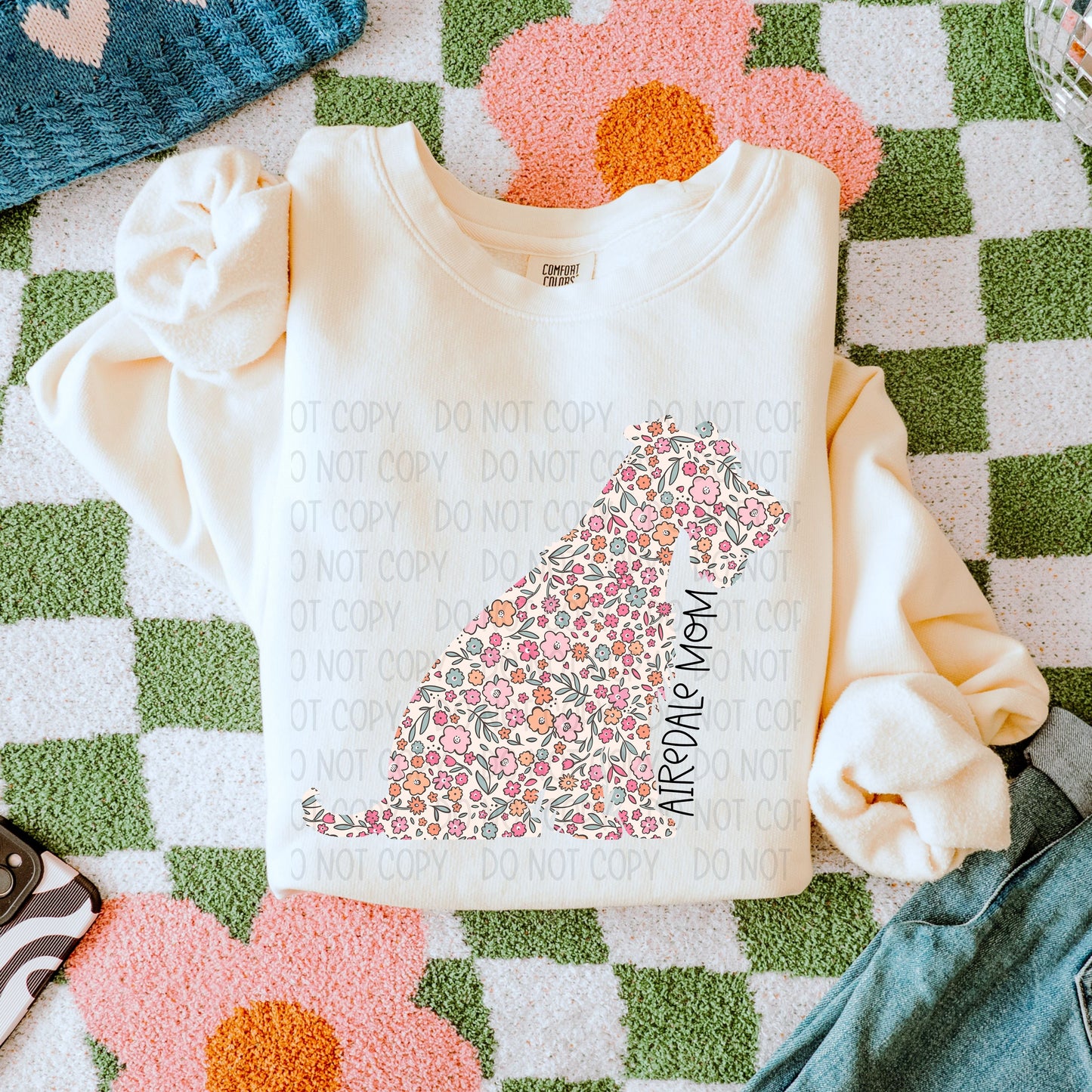 Floral Airedale Mom