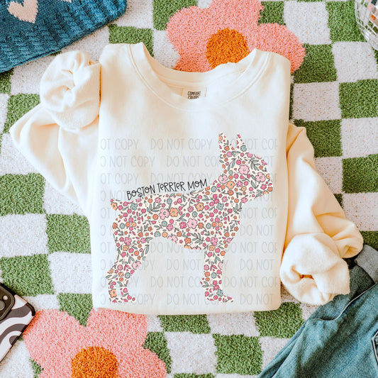 Floral Boston Terrier Mom