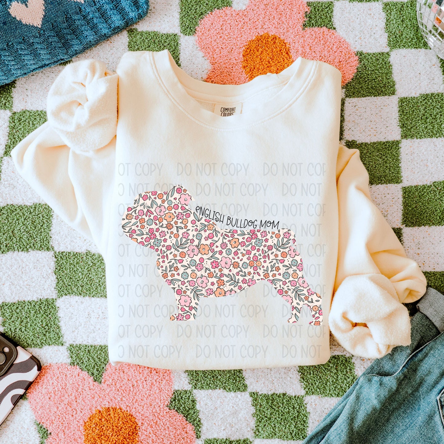 Floral Engilsh Bulldog Mom