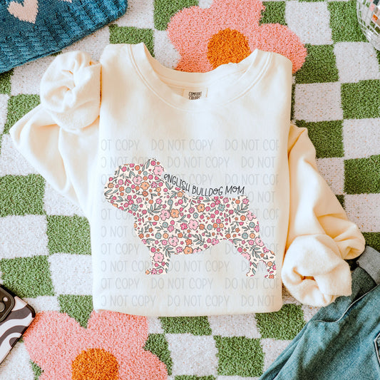Floral English Bulldog Mom