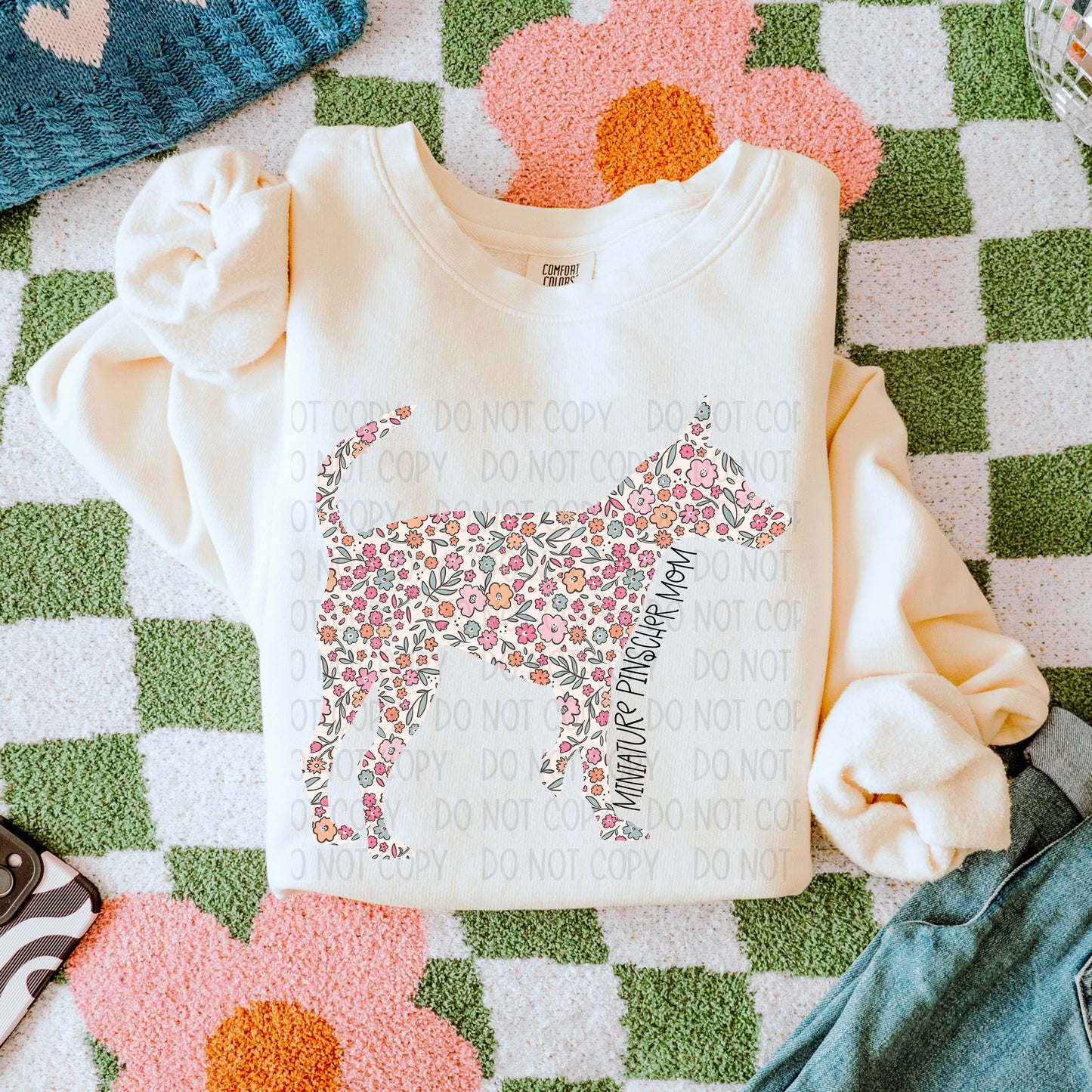 Floral Miniature Pinscher Mom
