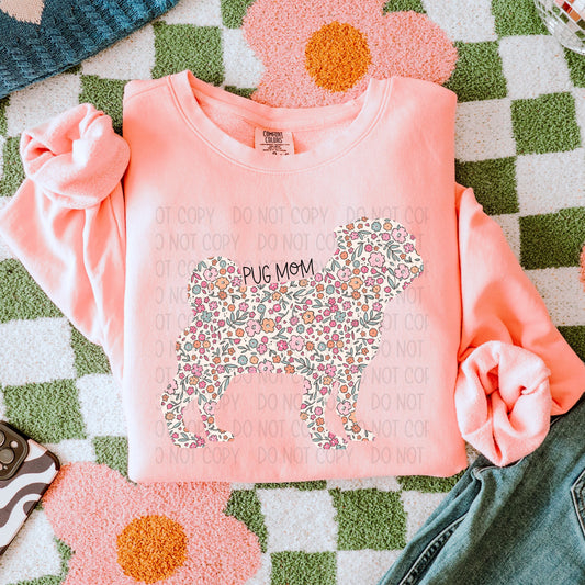Floral PeachPug Mom