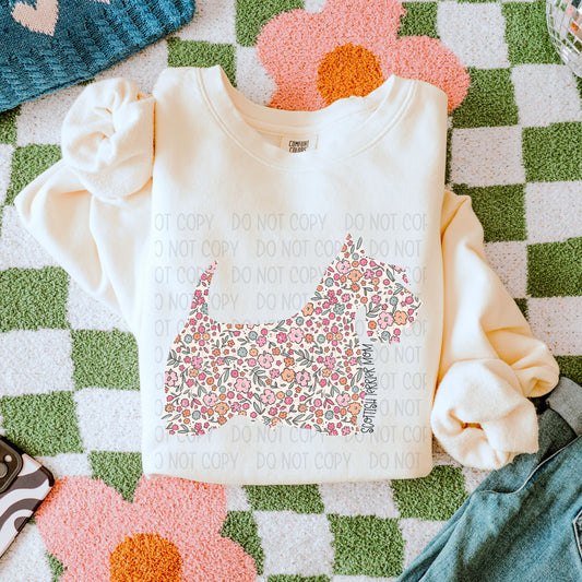 Floral Scottish Terrier Mom