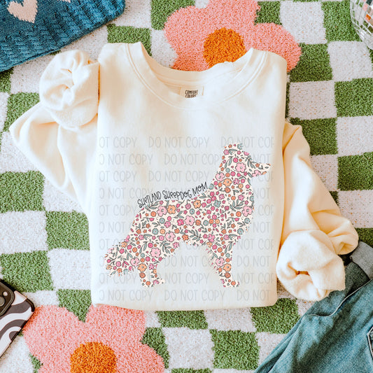 Floral Shetland Sheep Dog Mom