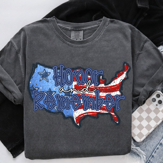 Honor and Remember America Blue Font