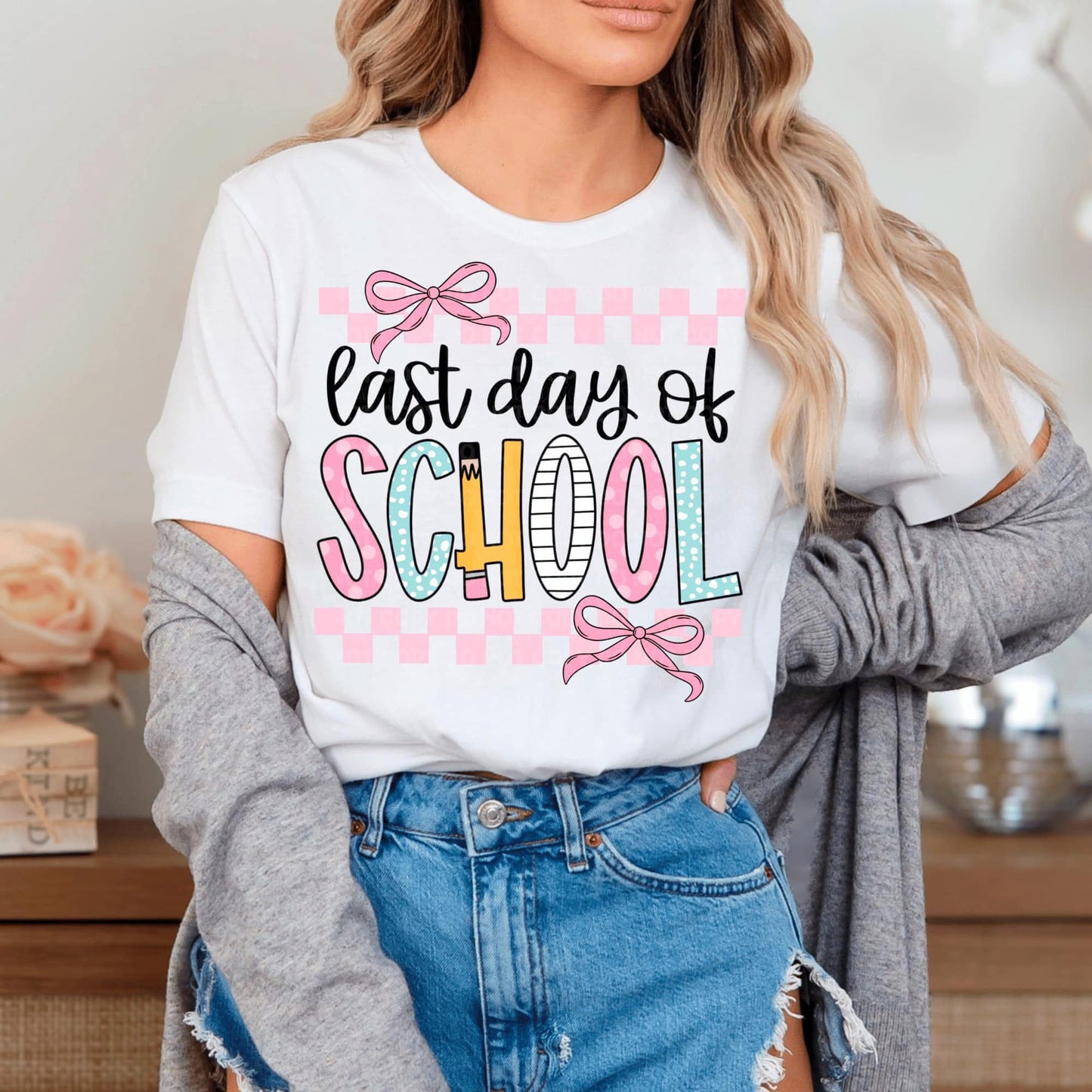 Last Day of School Pink Checkers