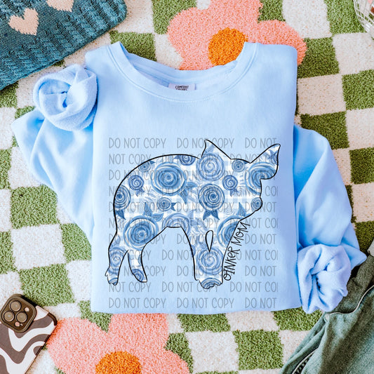 Oinker Mom Blue Florals