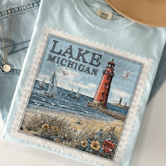 Lake Michigan Vintage Stamp